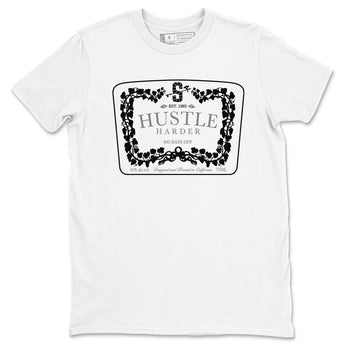 12s Black Wolf Grey shirts to match jordans Hustle Harder sneaker match tees Air Jordan 12 Black Wolf Grey match shoes to clothes SNRT Sneaker Tees unisex cotton White 2 shirts