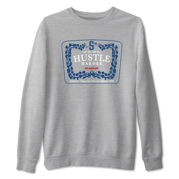 Hustle Harder sneaker match t-shirt styled to complete your fit with the Air Jordan 12 French Blue sneakers, graphic shirts in Heather Grey 2.