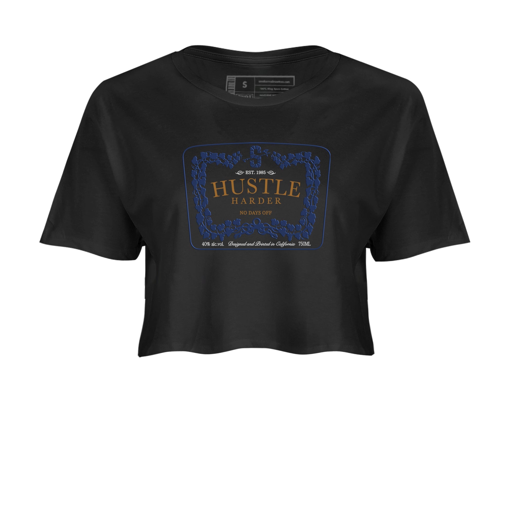 13s Midnight Navy shirts to match jordans Hustle Harder sneaker match tees Air Jordan 13 Midnight Navy SNRT Sneaker Release Tees unisex cotton Black 2 Crop Shirts