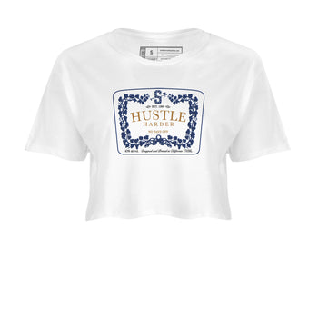 13s Midnight Navy shirts to match jordans Hustle Harder sneaker match tees Air Jordan 13 Midnight Navy SNRT Sneaker Release Tees unisex cotton White 2 Crop Shirts