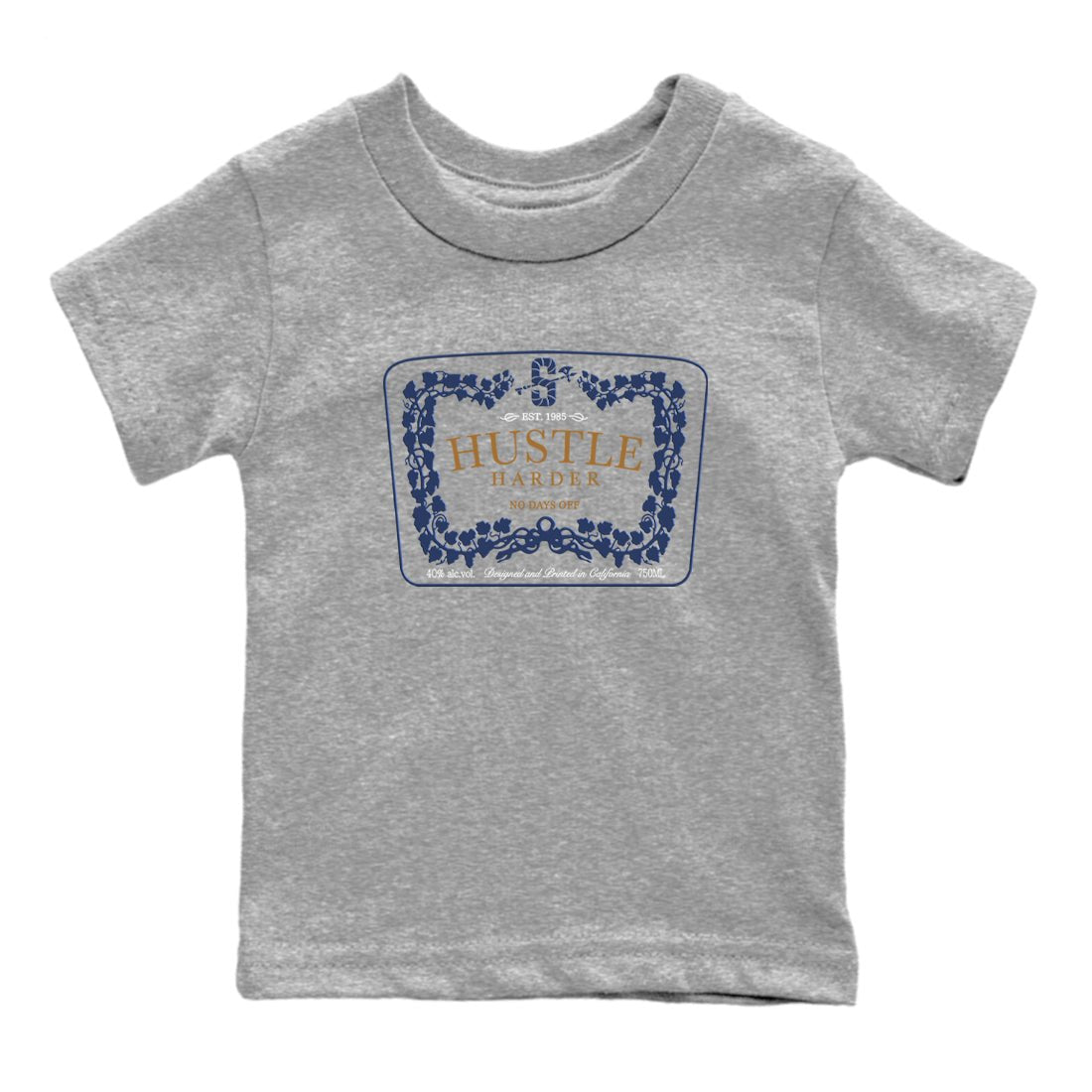 13s Midnight Navy shirts to match jordans Hustle Harder sneaker match tees Air Jordan 13 Midnight Navy SNRT Sneaker Release Tees Youth Baby Heather Grey 2 crew neck shirts