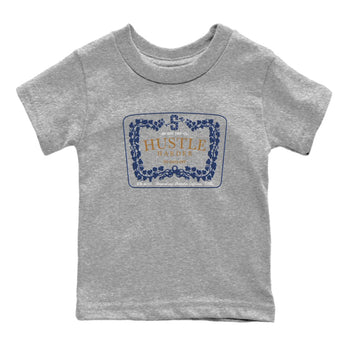 13s Midnight Navy shirts to match jordans Hustle Harder sneaker match tees Air Jordan 13 Midnight Navy SNRT Sneaker Release Tees Youth Baby Heather Grey 2 crew neck shirts
