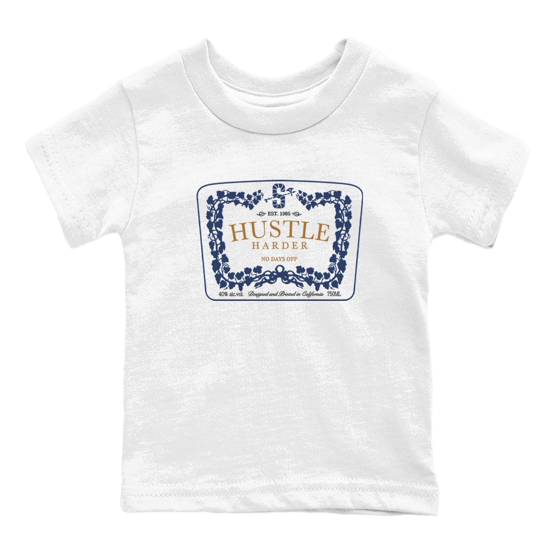 13s Midnight Navy shirts to match jordans Hustle Harder sneaker match tees Air Jordan 13 Midnight Navy SNRT Sneaker Release Tees Youth Baby White 2 crew neck shirts