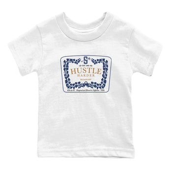 13s Midnight Navy shirts to match jordans Hustle Harder sneaker match tees Air Jordan 13 Midnight Navy SNRT Sneaker Release Tees Youth Baby White 2 crew neck shirts
