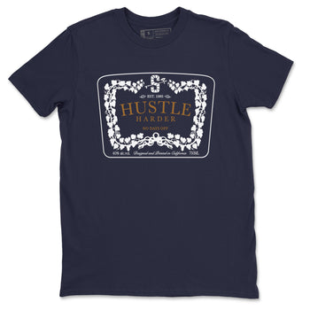 13s Midnight Navy shirts to match jordans Hustle Harder sneaker match tees Air Jordan 13 Midnight Navy SNRT Sneaker Release Tees unisex cotton Navy 2 crew neck shirts