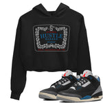 3s Rare Air shirts to match jordans Hustle Harder best t shirts to wear with jordans Air Jordan 3 OG Rare Air match shoes to clothes SNRT Sneaker Tees unisex cotton Black 1 crop tee