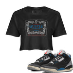 3s Rare Air shirts to match jordans Hustle Harder best t shirts to wear with jordans Air Jordan 3 OG Rare Air match shoes to clothes SNRT Sneaker Tees unisex cotton Black 1 crop tee