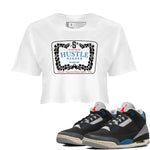 3s Rare Air shirts to match jordans Hustle Harder best t shirts to wear with jordans Air Jordan 3 OG Rare Air match shoes to clothes SNRT Sneaker Tees unisex cotton White 1 crop tee