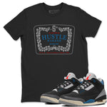 3s Rare Air shirts to match jordans Hustle Harder best t shirts to wear with jordans Air Jordan 3 OG Rare Air match shoes to clothes SNRT Sneaker Tees unisex cotton Black 1 shirts