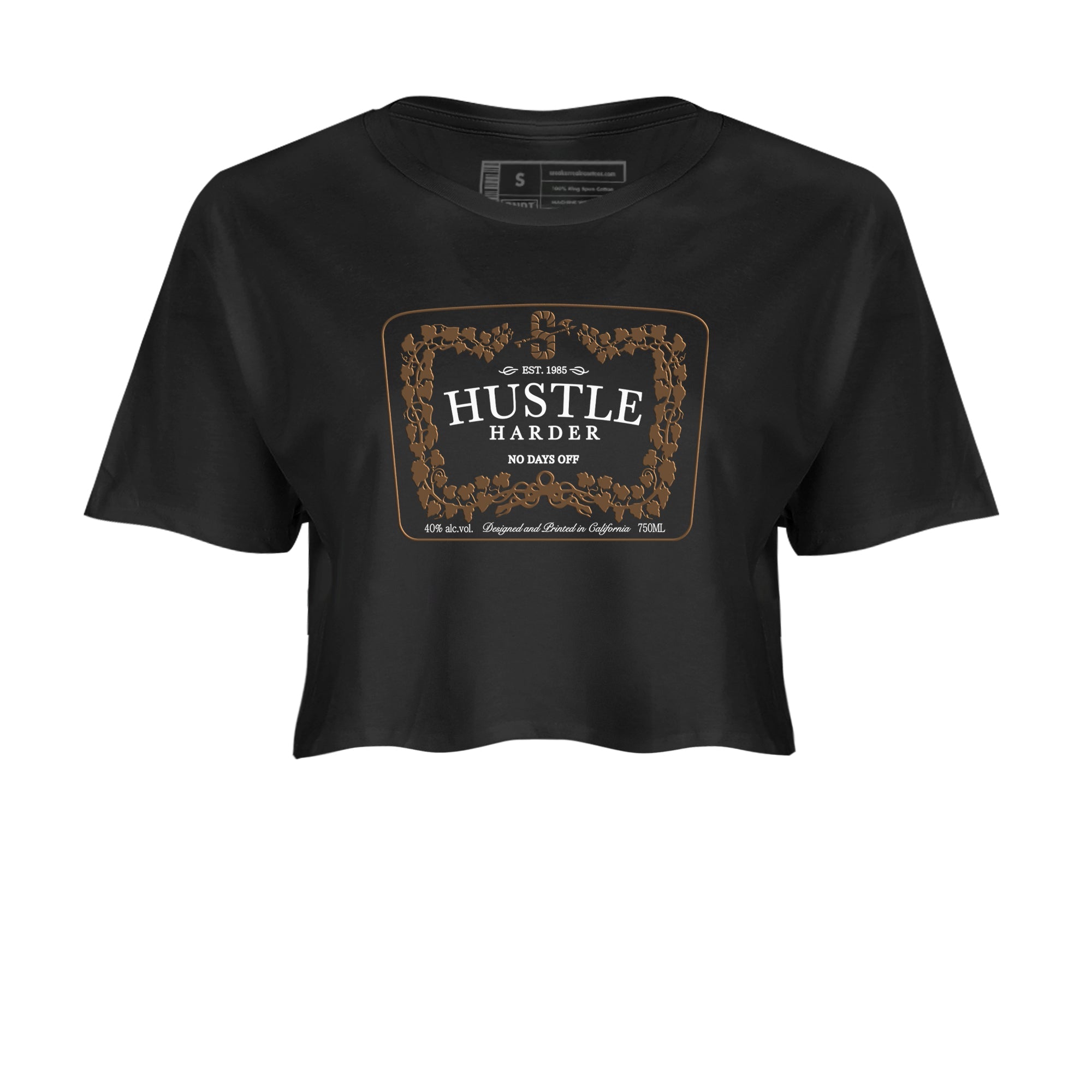Jordan Jumpman Jack TR Travis Scott Dark Mocha shirts to match jordans Hustle Harder sneaker match tees Jordan Jumpman Jack Travis Scott Dark Mocha match shoes to clothes SNRT Sneaker Tees unisex cotton Black 2 crop tee