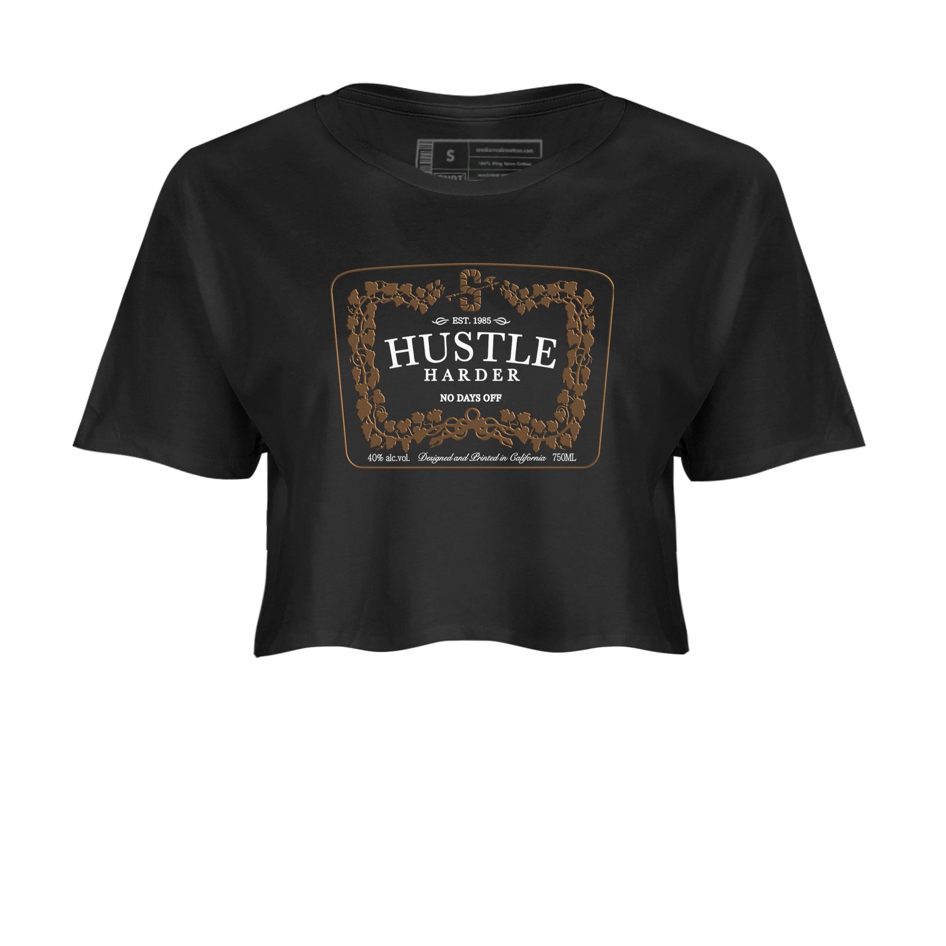 Jordan Jumpman Jack TR Travis Scott Dark Mocha shirts to match jordans Hustle Harder sneaker match tees Jordan Jumpman Jack Travis Scott Dark Mocha match shoes to clothes SNRT Sneaker Tees unisex cotton Black 2 crop tee