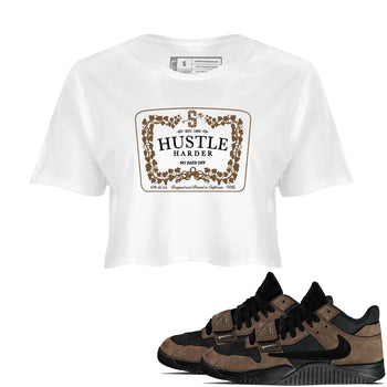 Jordan Jumpman Jack TR Travis Scott Dark Mocha shirts to match jordans Hustle Harder sneaker match tees Jordan Jumpman Jack Travis Scott Dark Mocha match shoes to clothes SNRT Sneaker Tees unisex cotton White 1 crop tee