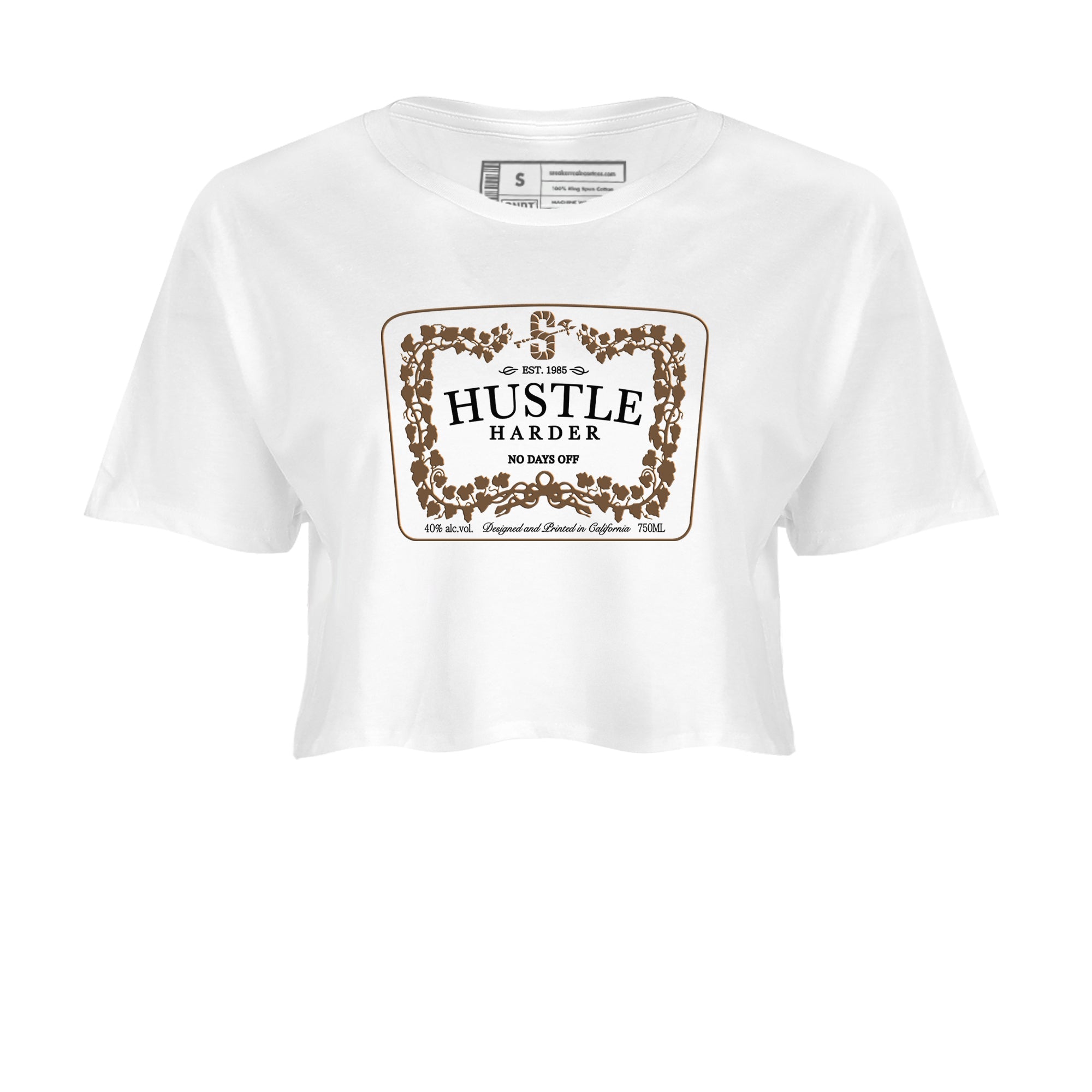 Jordan Jumpman Jack TR Travis Scott Dark Mocha shirts to match jordans Hustle Harder sneaker match tees Jordan Jumpman Jack Travis Scott Dark Mocha match shoes to clothes SNRT Sneaker Tees unisex cotton White 2 crop tee