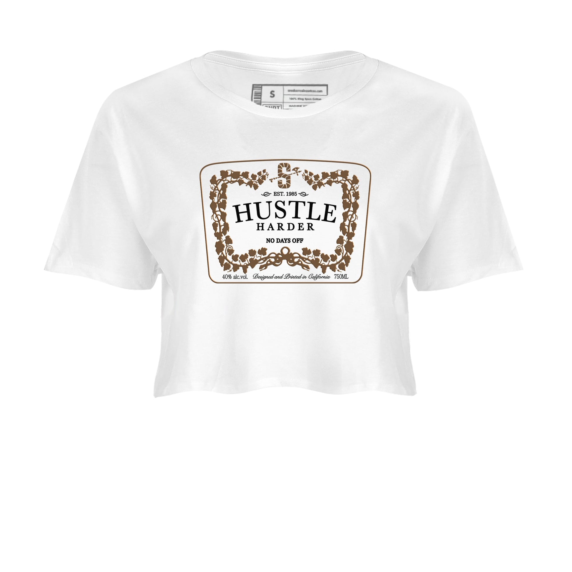 Jordan Jumpman Jack TR Travis Scott Dark Mocha shirts to match jordans Hustle Harder sneaker match tees Jordan Jumpman Jack Travis Scott Dark Mocha match shoes to clothes SNRT Sneaker Tees unisex cotton White 2 crop tee
