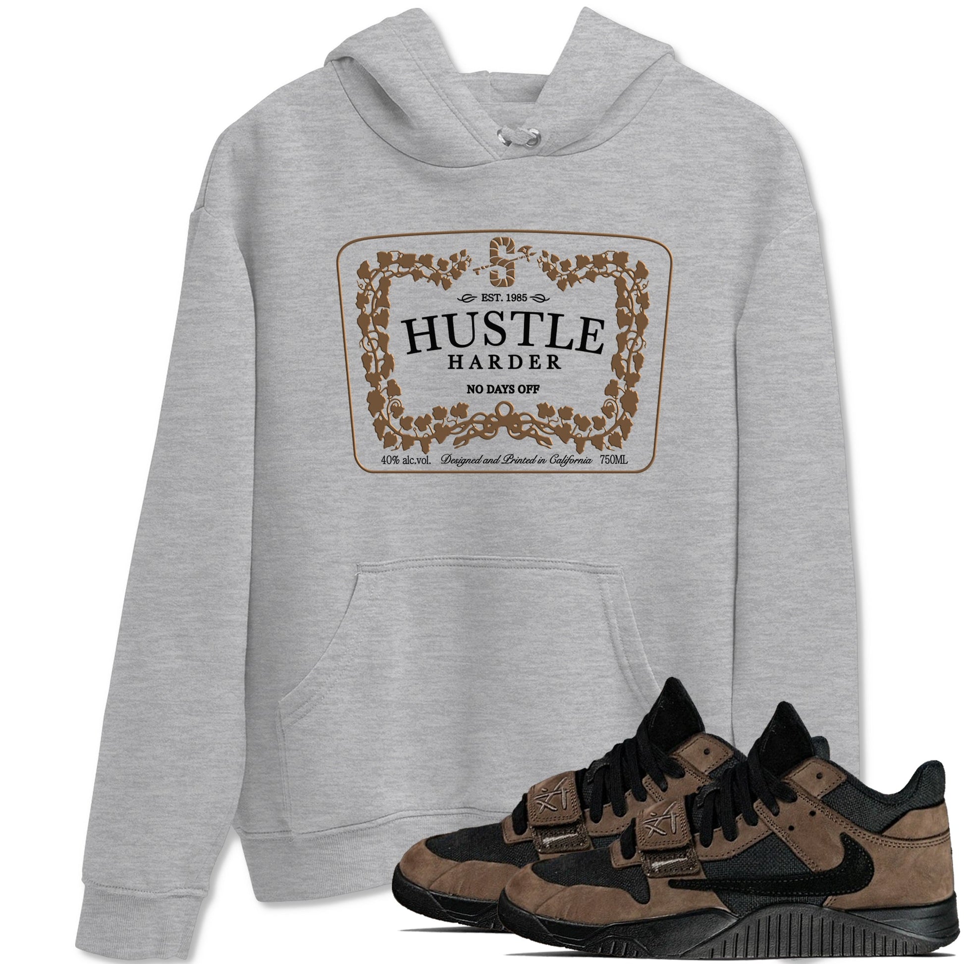 Jordan Jumpman Jack TR Travis Scott Dark Mocha shirts to match jordans Hustle Harder sneaker match tees Jordan Jumpman Jack Travis Scott Dark Mocha match shoes to clothes SNRT Sneaker Tees unisex cotton Heather Grey 1 shirts