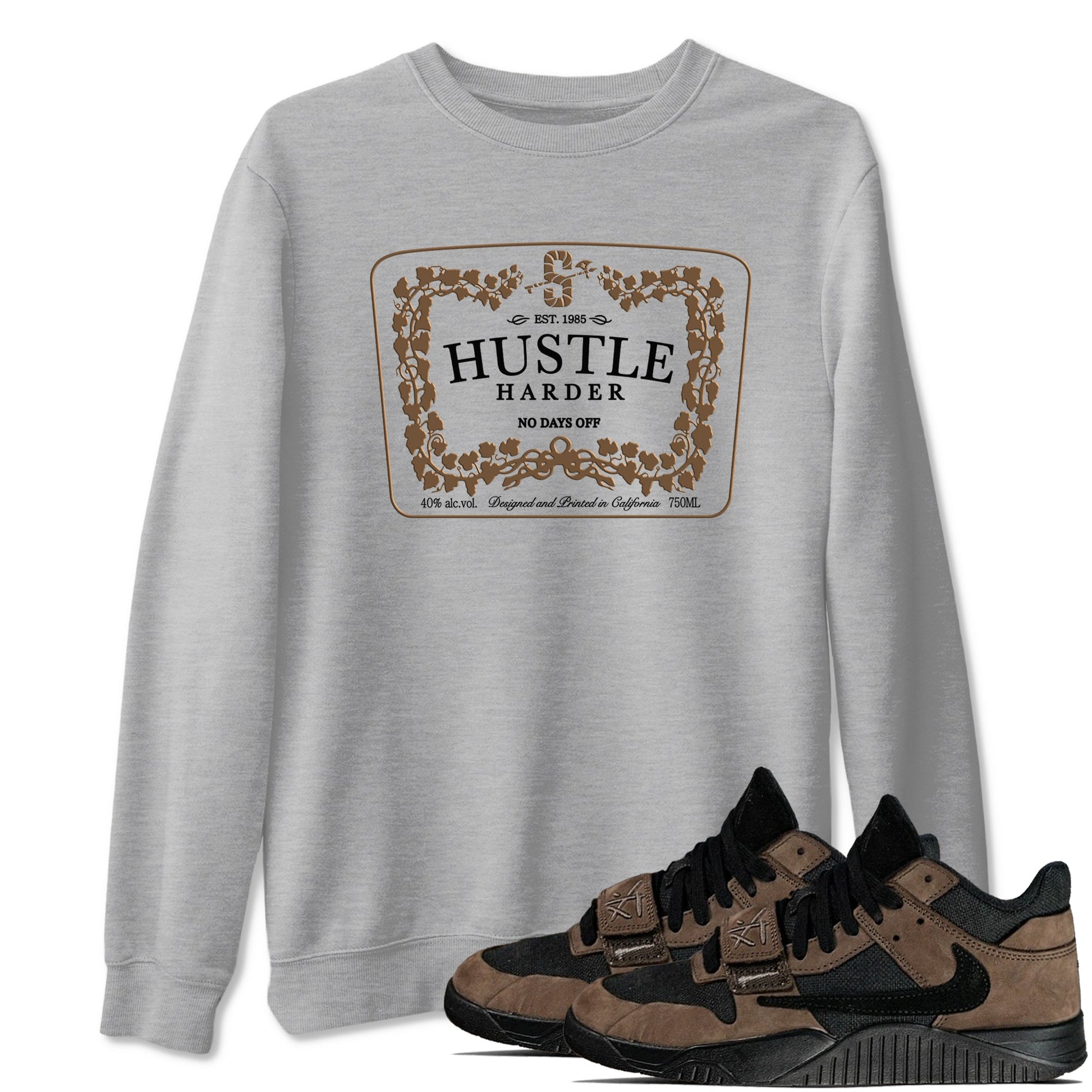 Jordan Jumpman Jack TR Travis Scott Dark Mocha shirts to match jordans Hustle Harder sneaker match tees Jordan Jumpman Jack Travis Scott Dark Mocha match shoes to clothes SNRT Sneaker Tees unisex cotton Heather Grey 1 shirts