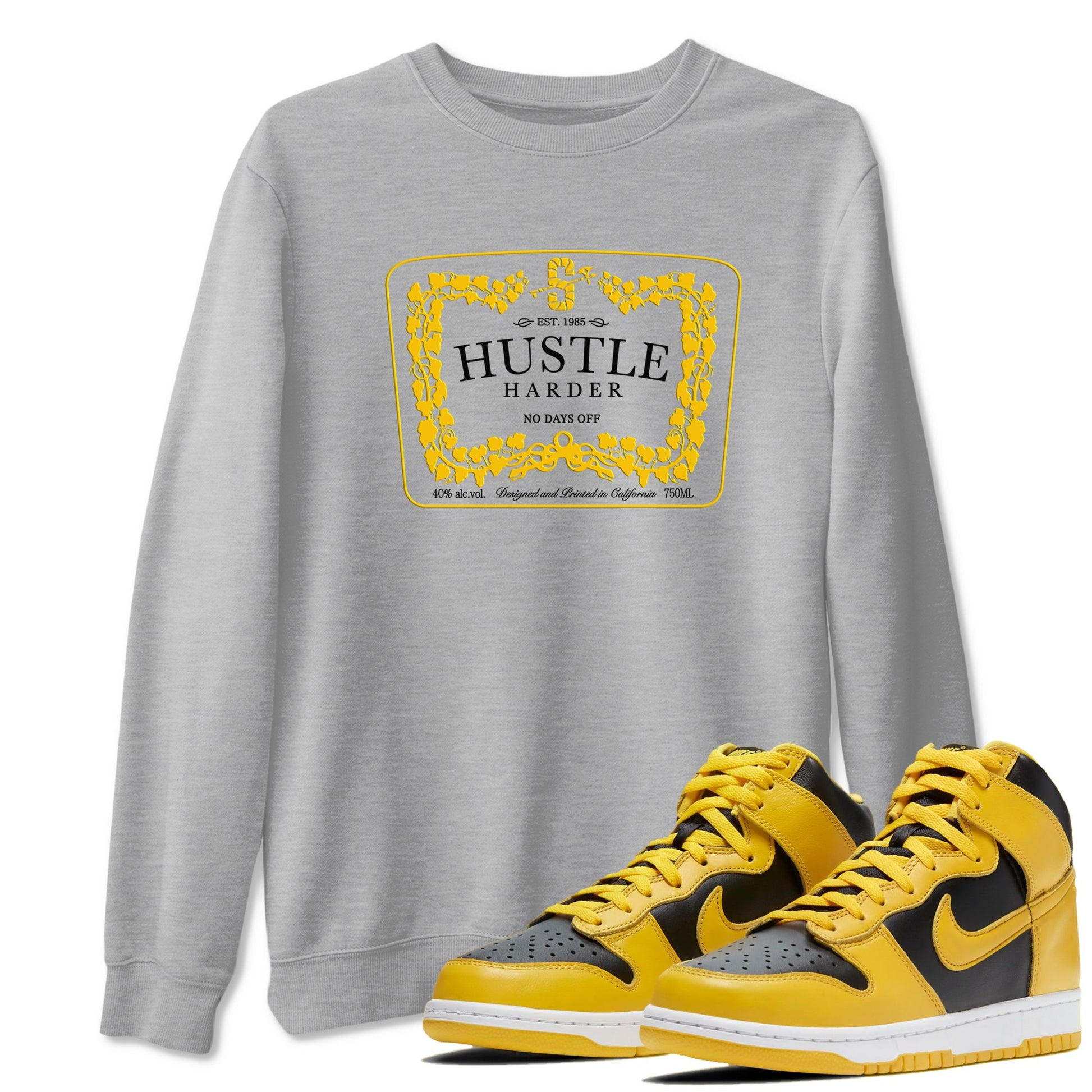 Dunk High Pollen shirts to match jordans Hustle Harder sneaker match tees Dunk High Pollen SNRT Sneaker Release Tees unisex cotton Heather Grey 1 crew neck shirts