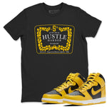 Dunk High Pollen shirts to match jordans Hustle Harder sneaker match tees Dunk High Pollen SNRT Sneaker Release Tees unisex cotton Black 1 crew neck shirts