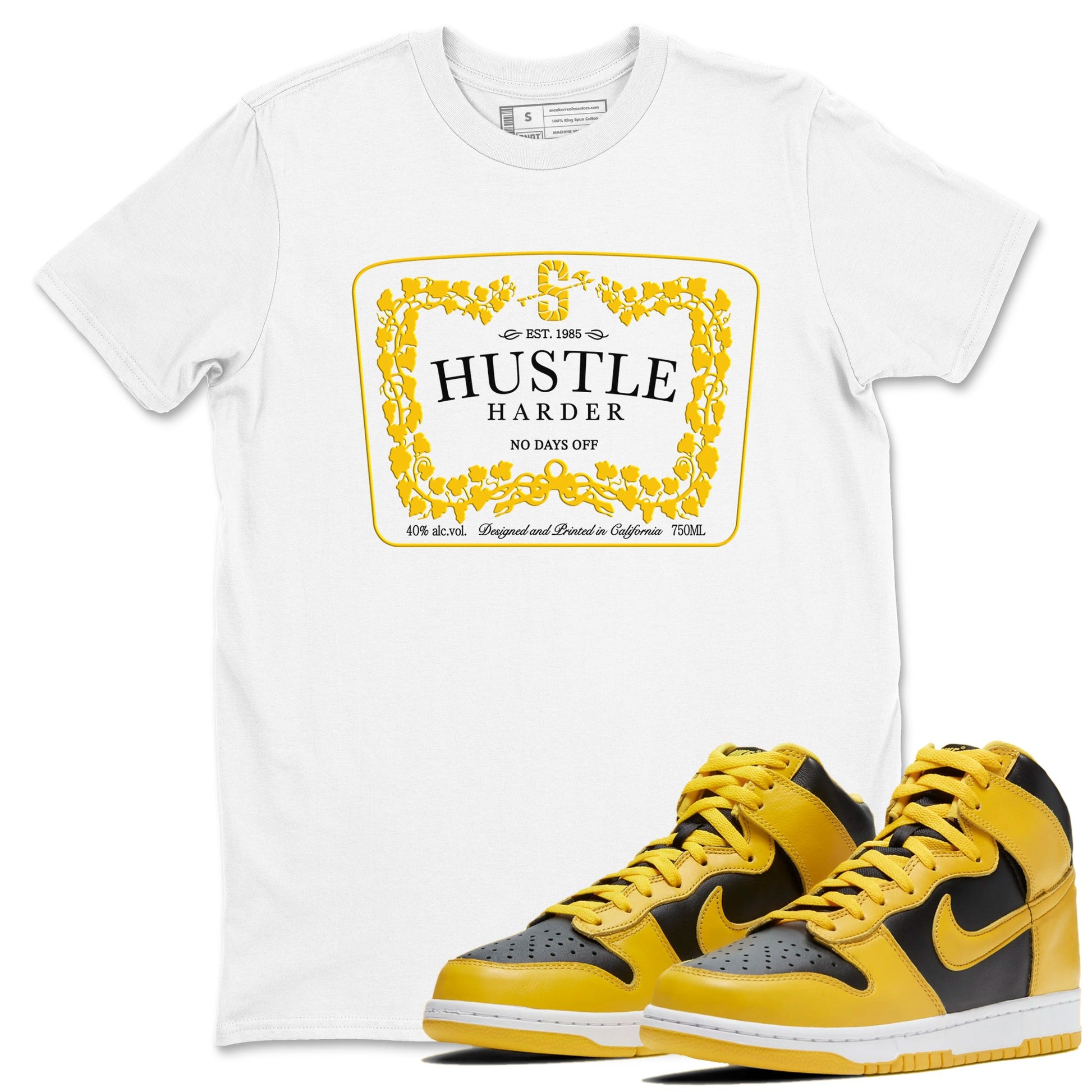 Dunk High Pollen shirts to match jordans Hustle Harder sneaker match tees Dunk High Pollen SNRT Sneaker Release Tees unisex cotton White 1 crew neck shirts