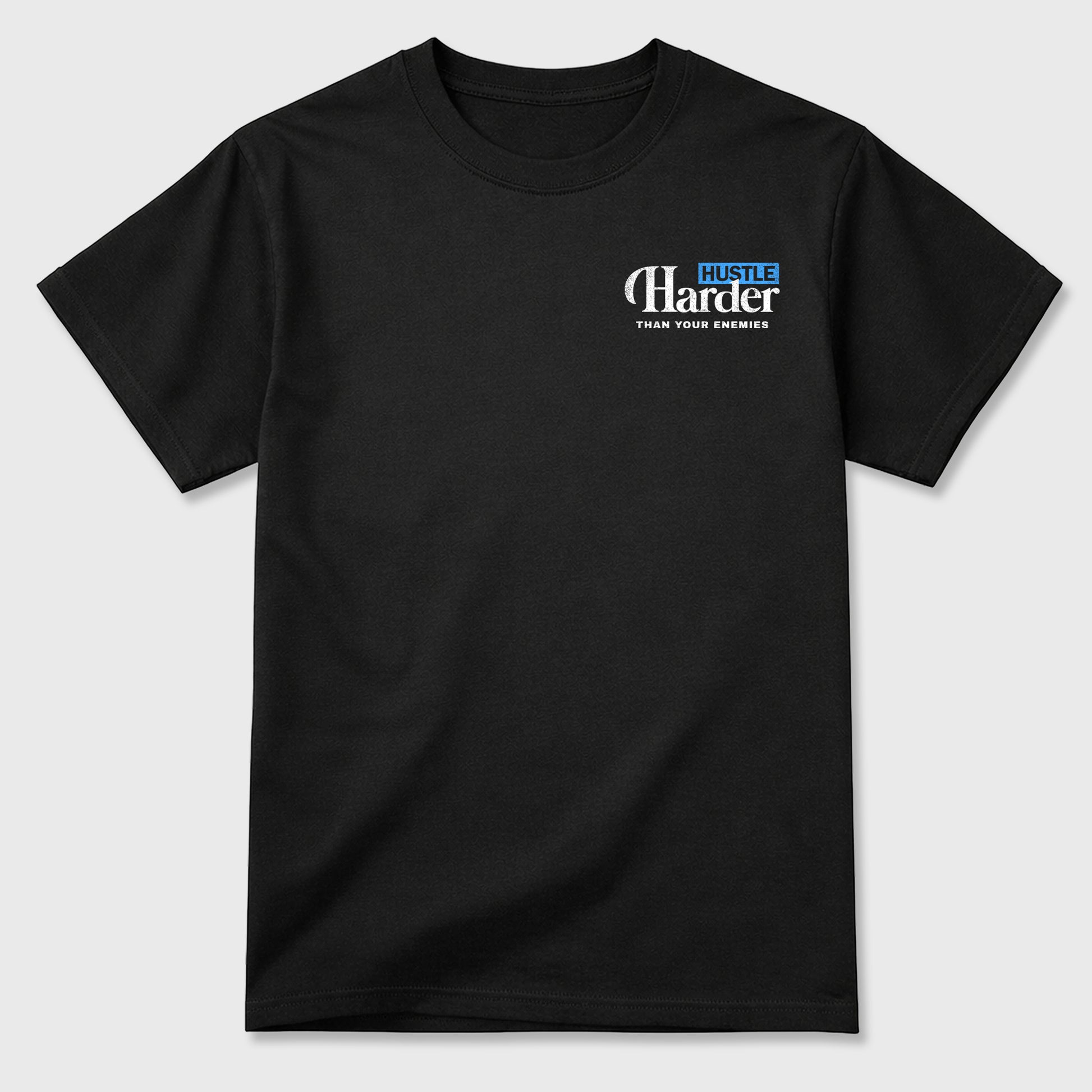 Hustle Harder Than Your Enemiesgraphic t-shirt. Streetwear sneakerfit. Sneaker outfit. Complete your fit with the 11s University Blue, shown in Black.