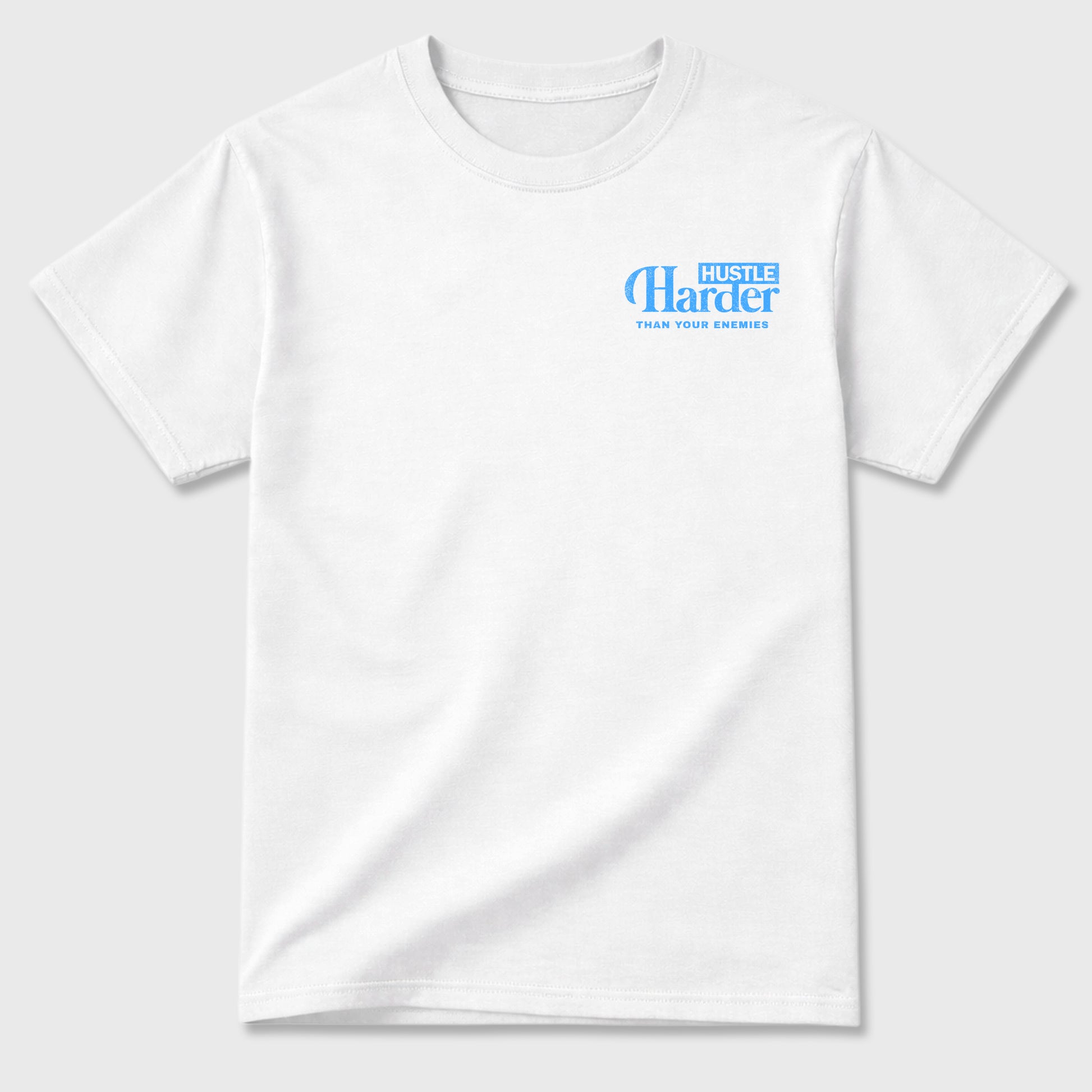 Hustle Harder Than Your Enemiesgraphic t-shirt. Streetwear sneakerfit. Sneaker outfit. Complete your fit with the 11s University Blue, shown in White.