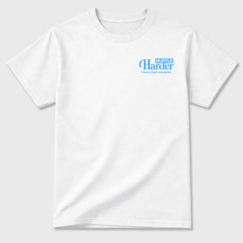 Hustle Harder Than Your Enemiesgraphic t-shirt. Streetwear sneakerfit. Sneaker outfit. Complete your fit with the 11s University Blue, shown in White.