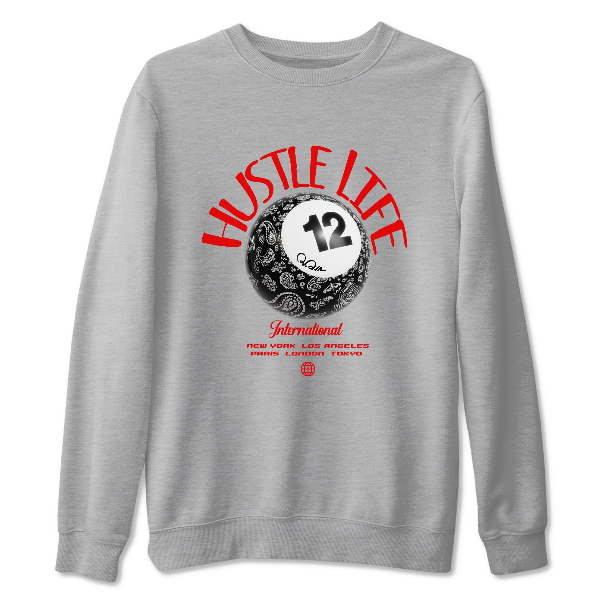 12s Taxi Flip shirts to match jordans Hustle Life sneaker match tees Air Jordan 12 Taxi Flip SNRT Sneaker Tees streetwear brand Heather Grey 2 unisex cotton tee