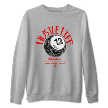 12s Taxi Flip shirts to match jordans Hustle Life sneaker match tees Air Jordan 12 Taxi Flip SNRT Sneaker Tees streetwear brand Heather Grey 2 unisex cotton tee