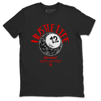 12s Taxi Flip shirts to match jordans Hustle Life sneaker match tees Air Jordan 12 Taxi Flip SNRT Sneaker Tees streetwear brand Black 2 unisex cotton tee