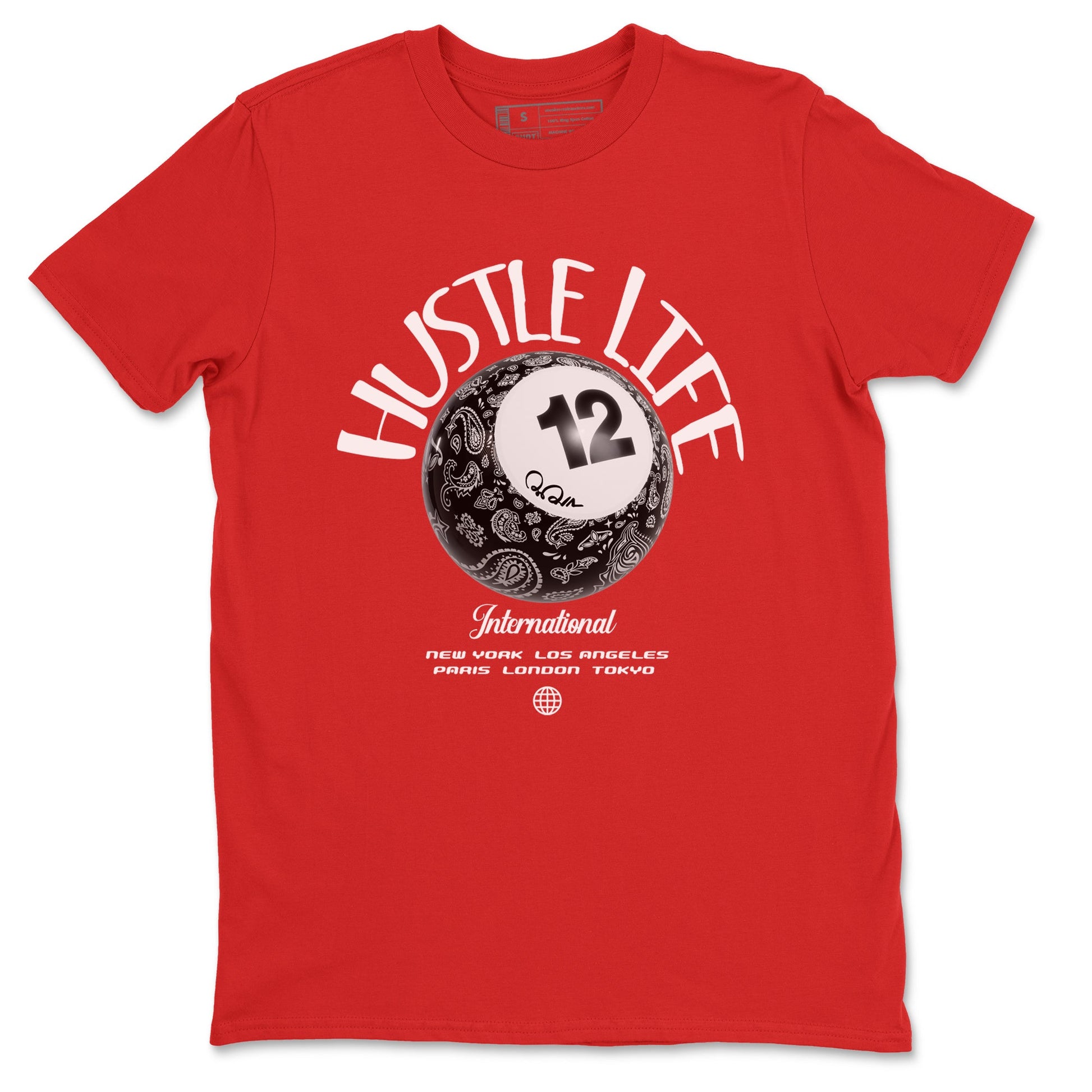 12s Taxi Flip shirts to match jordans Hustle Life sneaker match tees Air Jordan 12 Taxi Flip SNRT Sneaker Tees streetwear brand Red 2 unisex cotton tee