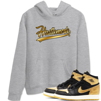 Air Jordan 1 High OG Black Metallic Gold shirts to match jordans Hustle Mode sneaker match tees Air Jordan 1 Retrp Black Metallic Gold Sneaker Shirts SNRT Sneaker Tees streetwear brand Heather Grey 1 unisex cotton tee