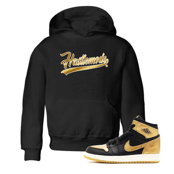 Air Jordan 1 High OG Black Metallic Gold shirts to match jordans Hustle Mode sneaker match tees Air Jordan 1 Retrp Black Metallic Gold Sneaker Shirts SNRT Sneaker Tees streetwear brand Baby and Youth Black 1 cotton tee