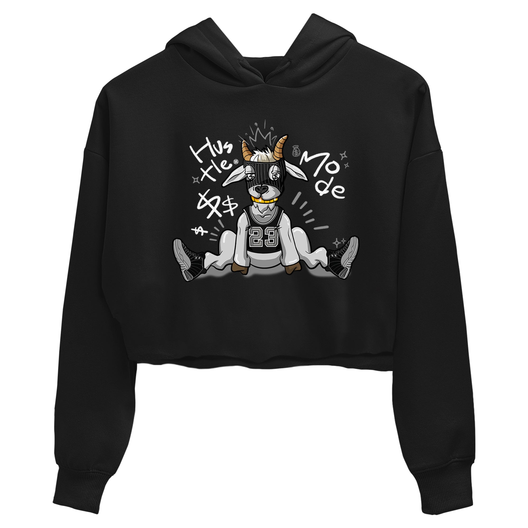 12s Black Wolf Grey shirts to match jordans Hustle Mode sneaker match tees Air Jordan 12 Black Wolf Grey match shoes to clothes SNRT Sneaker Tees unisex cotton Black 2 crop tee