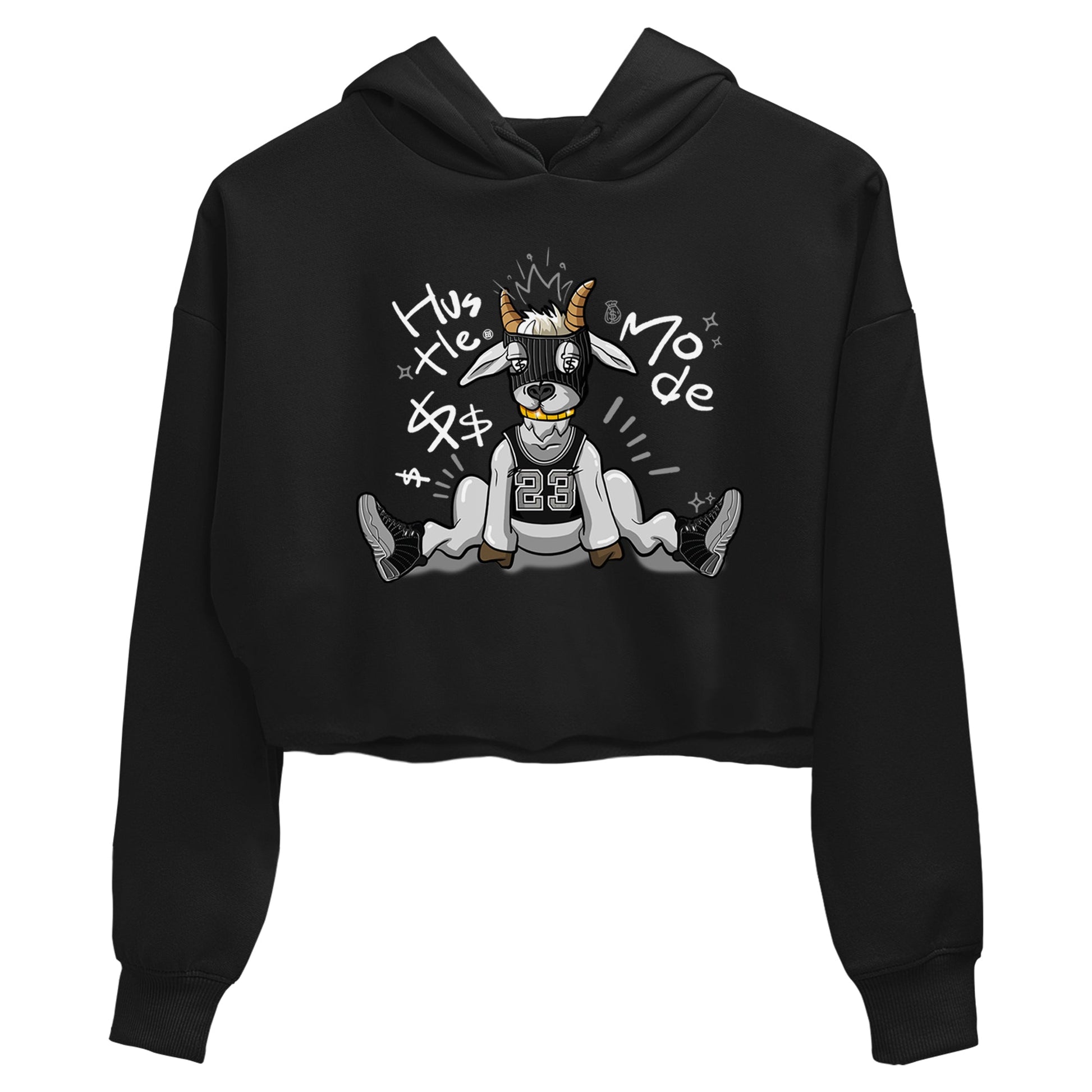 12s Black Wolf Grey shirts to match jordans Hustle Mode sneaker match tees Air Jordan 12 Black Wolf Grey match shoes to clothes SNRT Sneaker Tees unisex cotton Black 2 crop tee