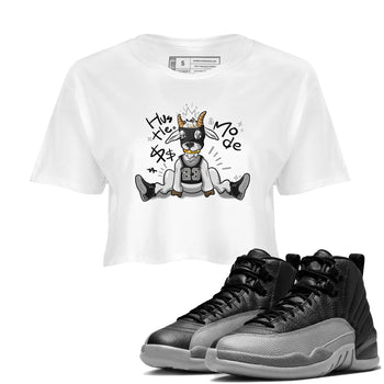 12s Black Wolf Grey shirts to match jordans Hustle Mode sneaker match tees Air Jordan 12 Black Wolf Grey match shoes to clothes SNRT Sneaker Tees unisex cotton White 1 crop tee