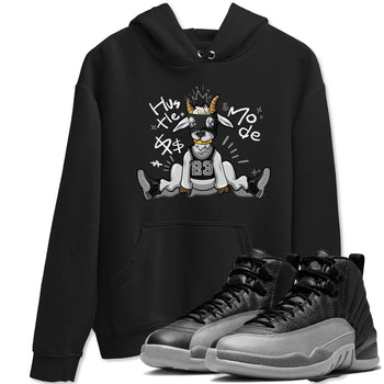 12s Black Wolf Grey shirts to match jordans Hustle Mode sneaker match tees Air Jordan 12 Black Wolf Grey match shoes to clothes SNRT Sneaker Tees unisex cotton Black 1 shirts