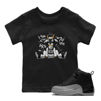 12s Black Wolf Grey shirts to match jordans Hustle Mode sneaker match tees Air Jordan 12 Black Wolf Grey match shoes to clothes SNRT Sneaker Tees Youth Baby Black 1 tee
