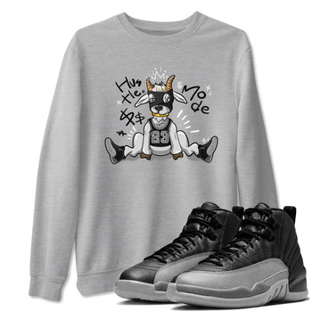 12s Black Wolf Grey shirts to match jordans Hustle Mode sneaker match tees Air Jordan 12 Black Wolf Grey match shoes to clothes SNRT Sneaker Tees unisex cotton Heather Grey 1 shirts