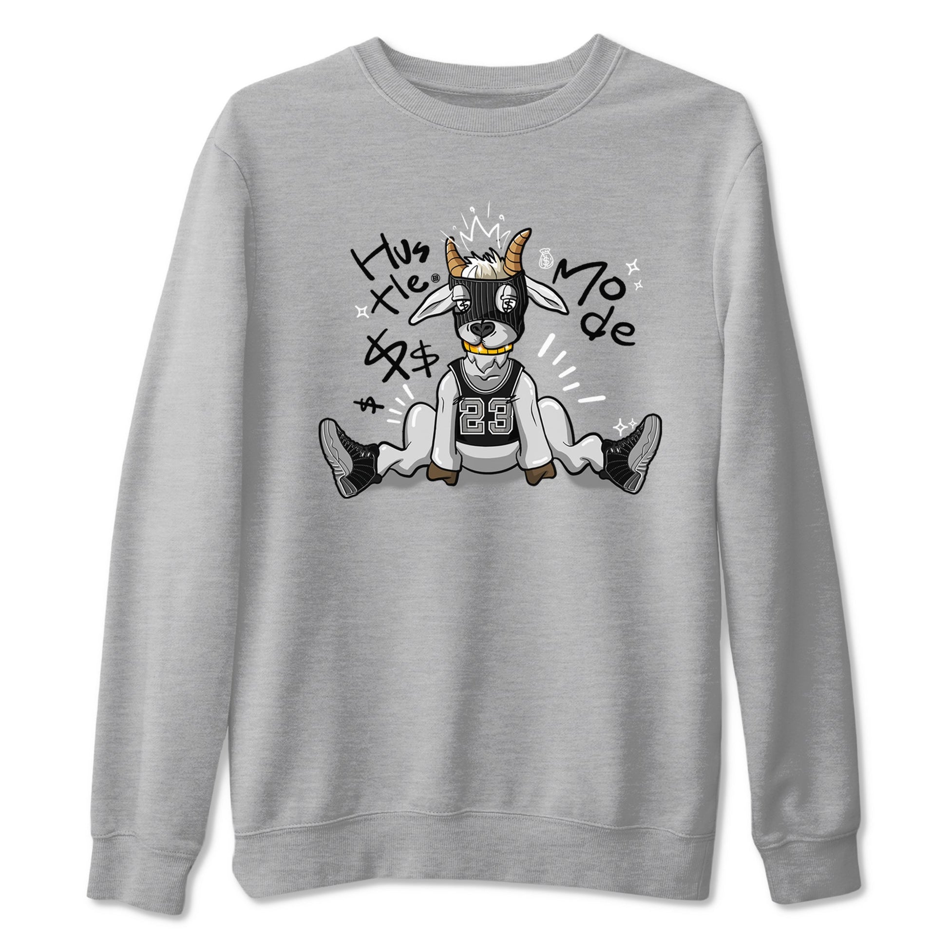 12s Black Wolf Grey shirts to match jordans Hustle Mode sneaker match tees Air Jordan 12 Black Wolf Grey match shoes to clothes SNRT Sneaker Tees unisex cotton Heather Grey 2 shirts