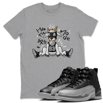 12s Black Wolf Grey shirts to match jordans Hustle Mode sneaker match tees Air Jordan 12 Black Wolf Grey match shoes to clothes SNRT Sneaker Tees unisex cotton Heather Grey 1 shirts