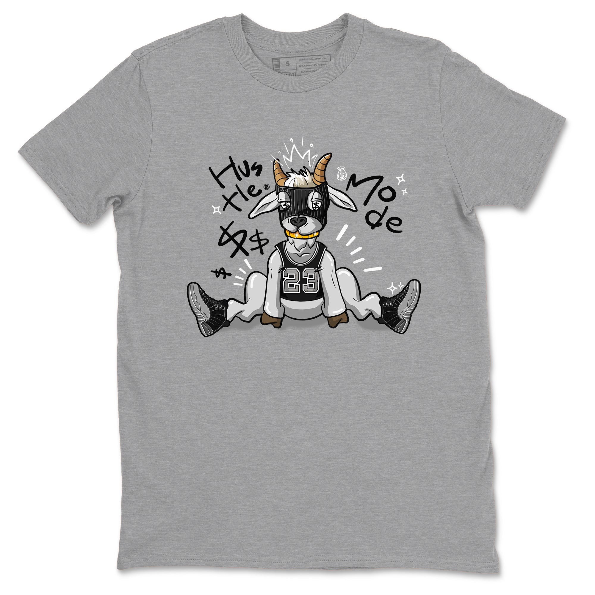 12s Black Wolf Grey shirts to match jordans Hustle Mode sneaker match tees Air Jordan 12 Black Wolf Grey match shoes to clothes SNRT Sneaker Tees unisex cotton Heather Grey 2 shirts