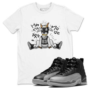 12s Black Wolf Grey shirts to match jordans Hustle Mode sneaker match tees Air Jordan 12 Black Wolf Grey match shoes to clothes SNRT Sneaker Tees unisex cotton White 1 shirts