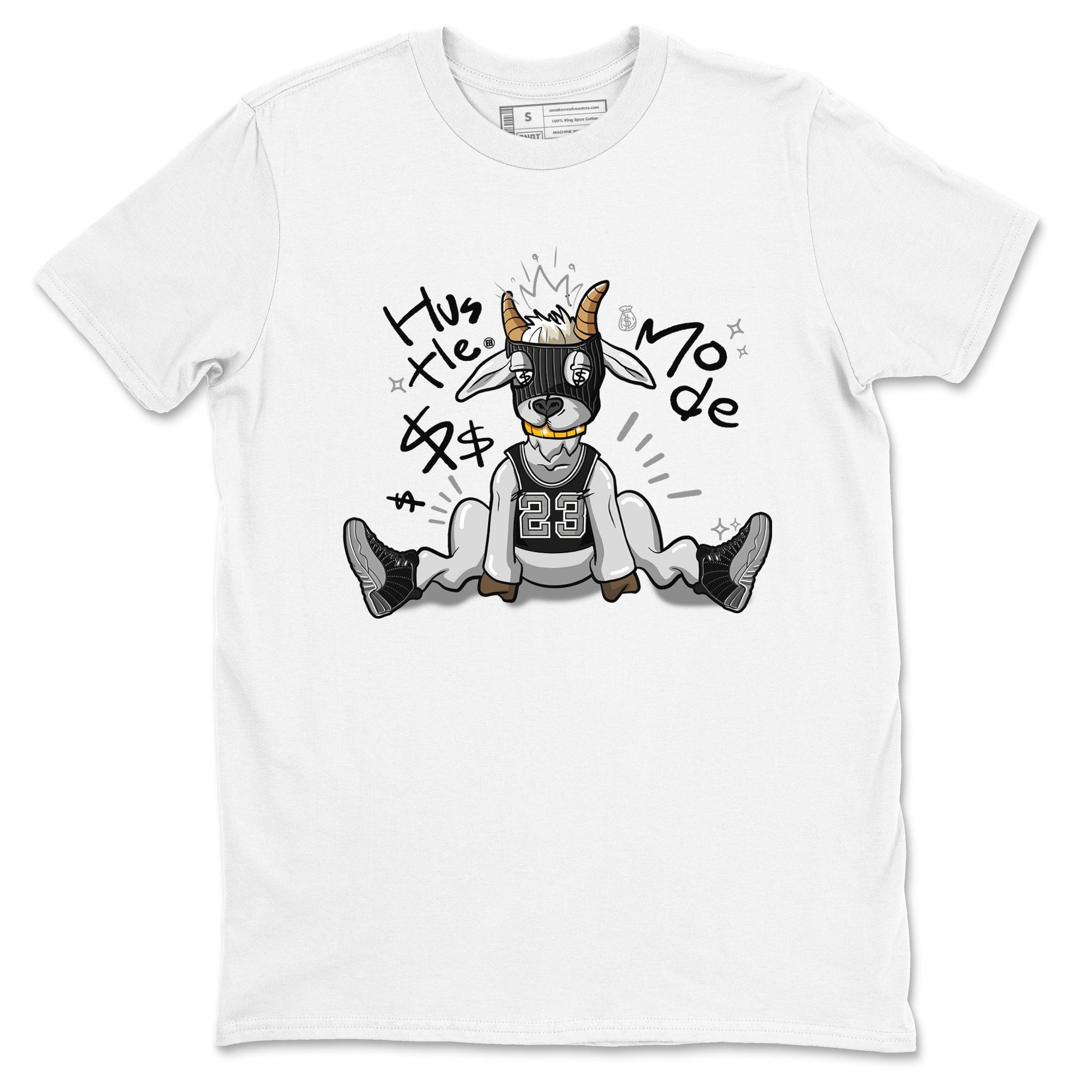 12s Black Wolf Grey shirts to match jordans Hustle Mode sneaker match tees Air Jordan 12 Black Wolf Grey match shoes to clothes SNRT Sneaker Tees unisex cotton White 2 shirts