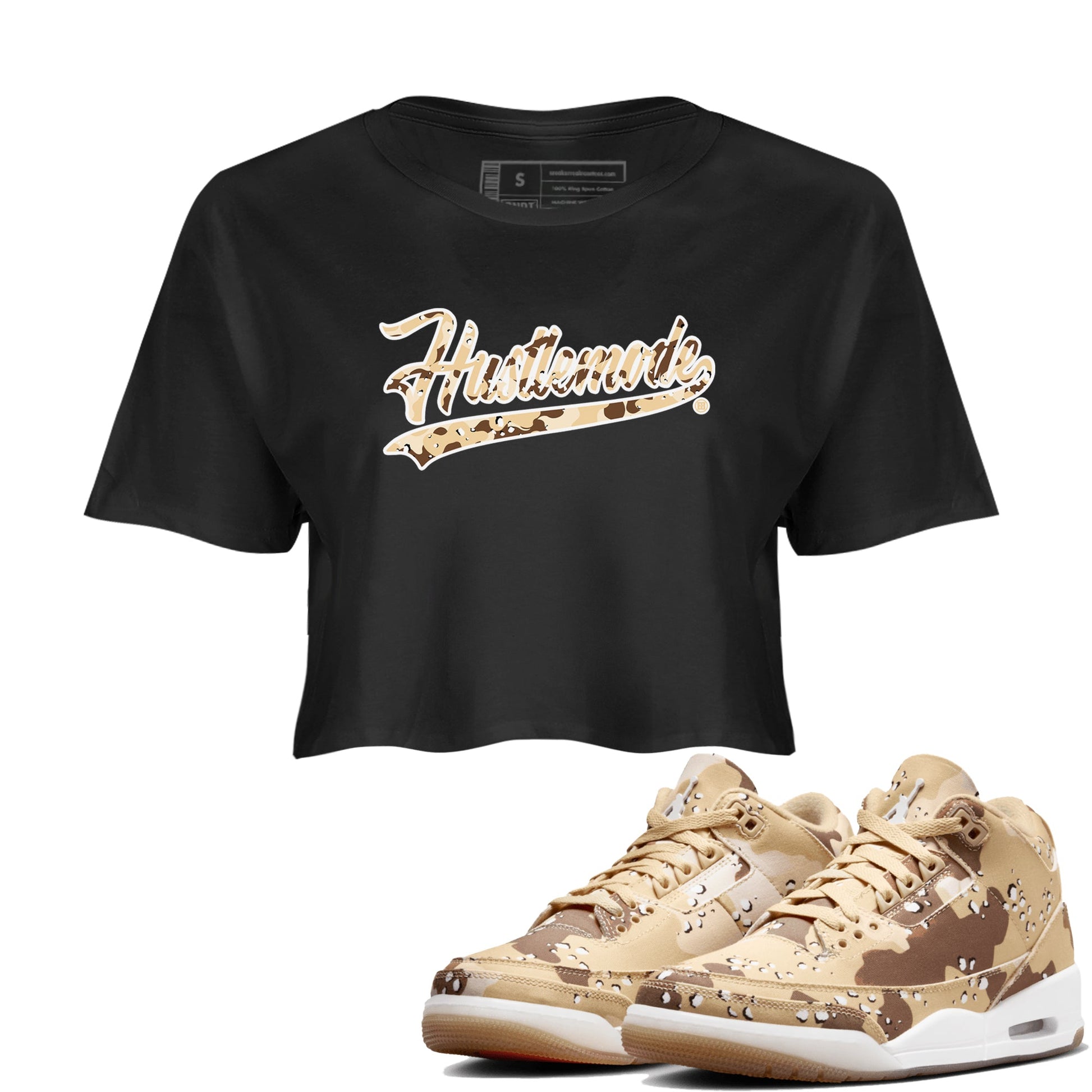 WNBA x Air Jordan 3 “Desert Camo” shirts to match jordans Hustle Mode sneaker match tees Air Jordan 3 Desert Camo SNRT Sneaker Release Tees Clothing Sneakerhead ShirtsBlack 1 crop tee