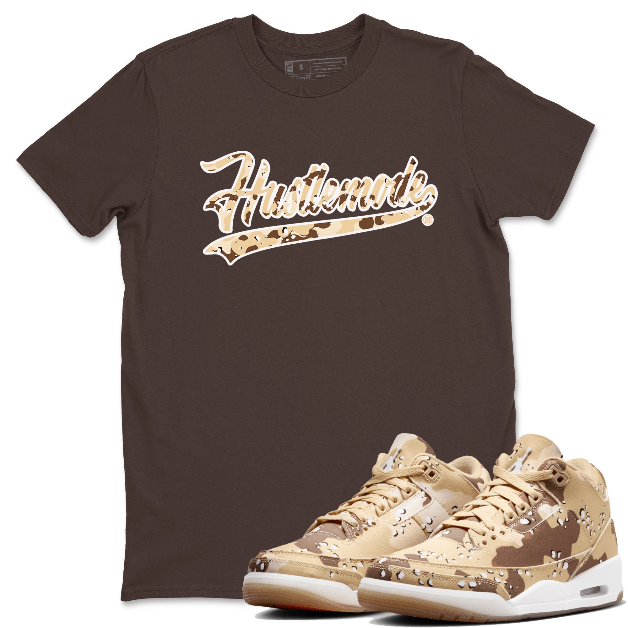 WNBA x Air Jordan 3 “Desert Camo” shirts to match jordans Hustle Mode sneaker match tees Air Jordan 3 Desert Camo SNRT Sneaker Release Tees Clothing Sneakerhead ShirtsDark Chocolate 1 unisex cotton tee