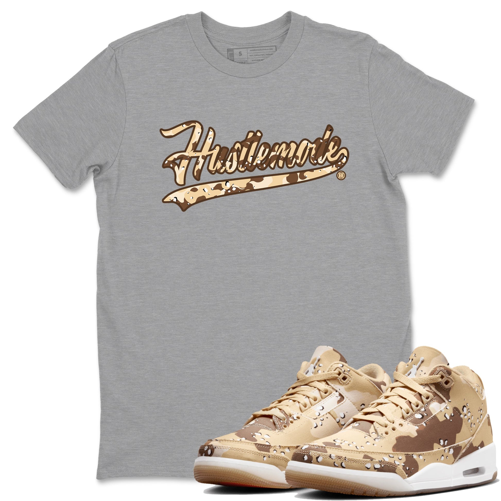 WNBA x Air Jordan 3 “Desert Camo” shirts to match jordans Hustle Mode sneaker match tees Air Jordan 3 Desert Camo SNRT Sneaker Release Tees Clothing Sneakerhead ShirtsHeather Grey 1 unisex cotton tee