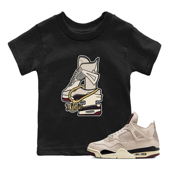 4s A Ma Maniere x Fossil Stone shirts to match jordans Hustle Number 4 sneaker match tees A Ma Maniere x Air Jordan 4 Fossil Stone SNRTSneaker Release Tees Youth Baby Black 1 crew neck shirts
