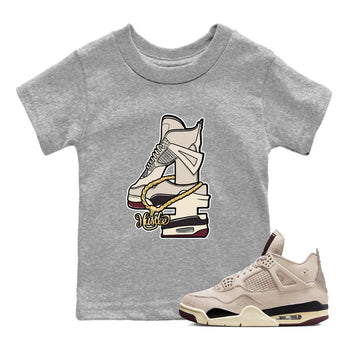 4s A Ma Maniere x Fossil Stone shirts to match jordans Hustle Number 4 sneaker match tees A Ma Maniere x Air Jordan 4 Fossil Stone SNRTSneaker Release Tees Youth Baby Heather Grey 1 crew neck shirts