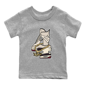 4s A Ma Maniere x Fossil Stone shirts to match jordans Hustle Number 4 sneaker match tees A Ma Maniere x Air Jordan 4 Fossil Stone SNRTSneaker Release Tees Youth Baby Heather Grey 2 crew neck shirts