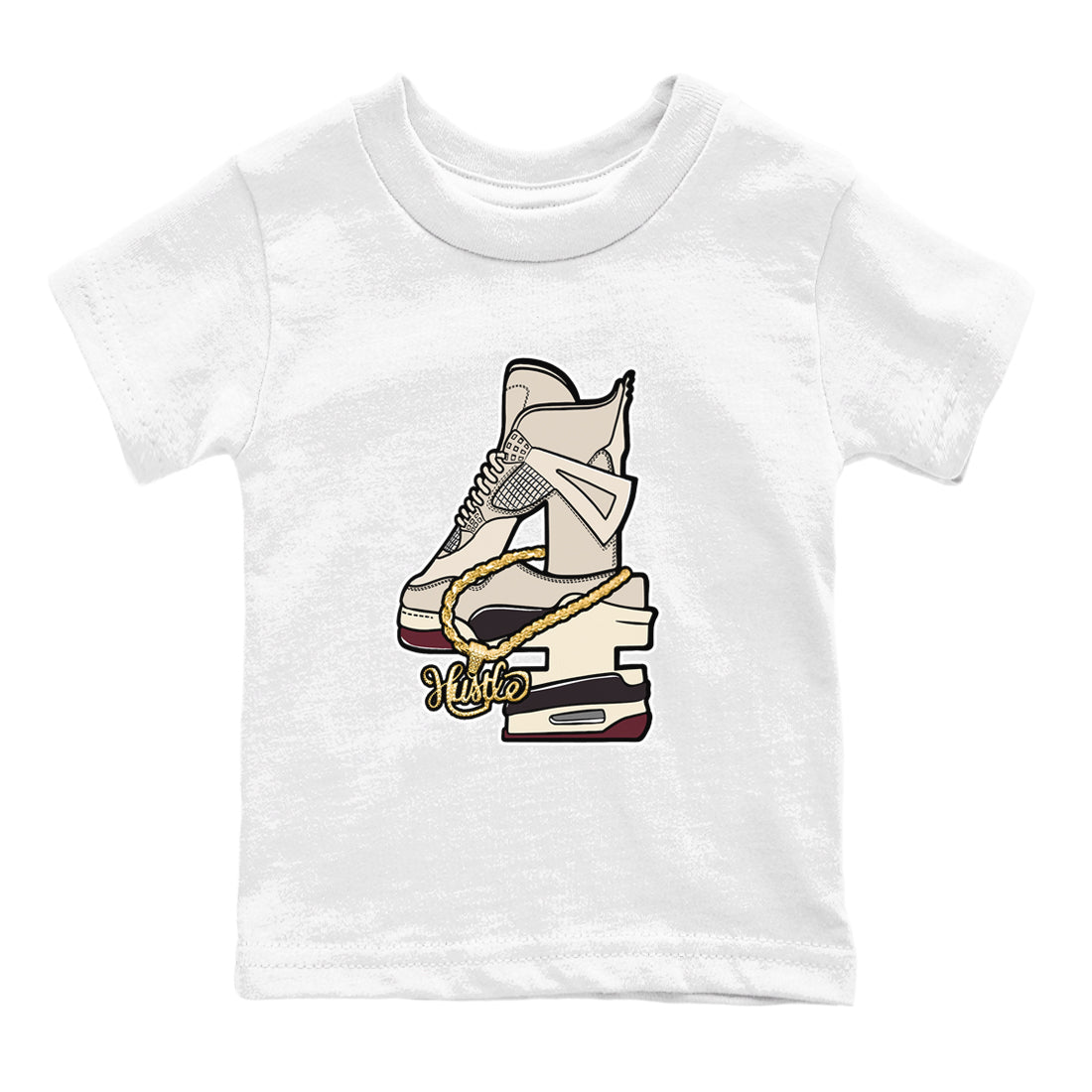 4s A Ma Maniere x Fossil Stone shirts to match jordans Hustle Number 4 sneaker match tees A Ma Maniere x Air Jordan 4 Fossil Stone SNRTSneaker Release Tees Youth Baby White 2 crew neck shirts